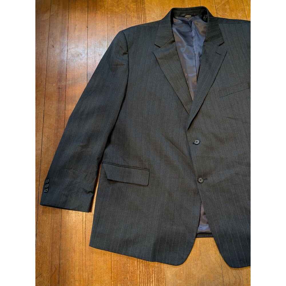Henry Grethel Mens 54R Pinstripe Blazer Wool Blend 2-Button Sport Coat Gray